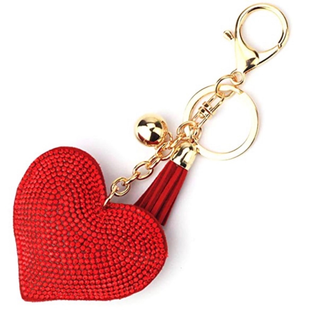 NIB 2CHIC Diamond Love Key Ring Heart Purse Charm